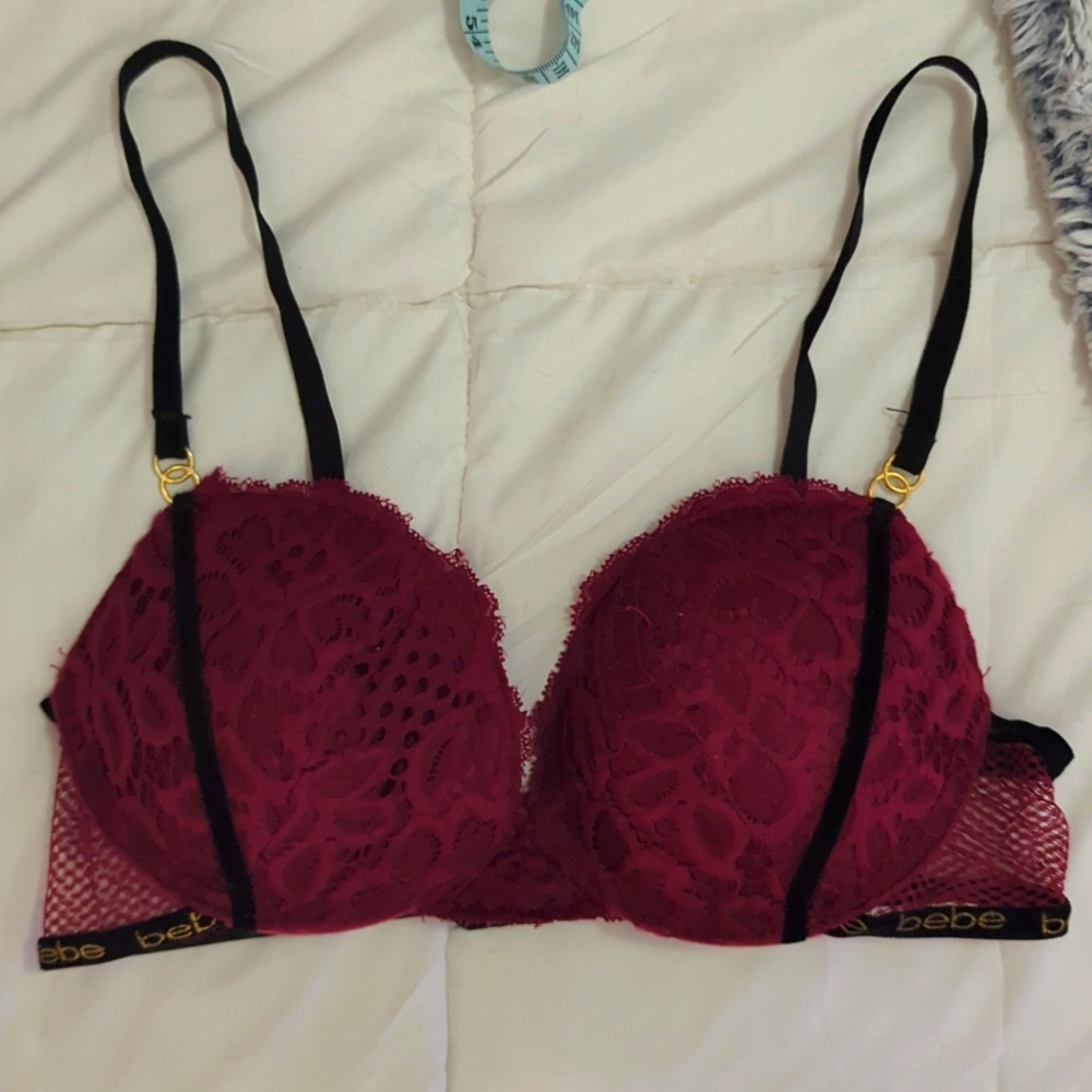 BeBe burgundy lace & velvet bra